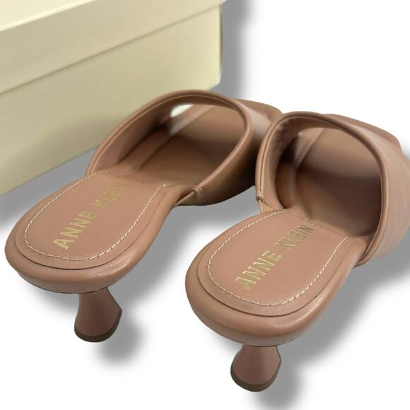 NEW Anne Klein Tan Mules Size 8 Jerilyn Square Toe High Heel Sandals Light Brown - Picture 11 of 14
